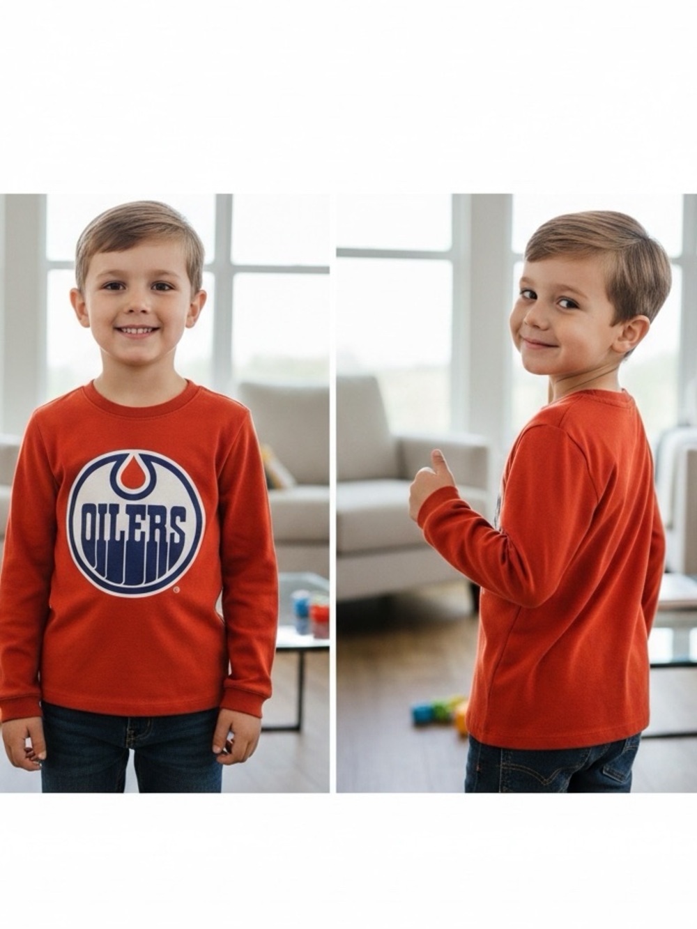 NHL Authentic Kids Edmonton Oilers Long Sleeved Crewneck Tee - Picture 2 of 4